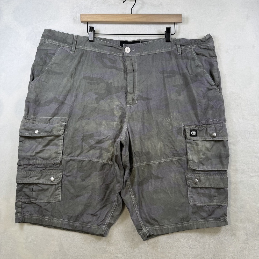 Vintage Ecko Unltd Shorts Mens 46 Gray Camo Cargo Baggy Wide Leg Hip Hop Rap Y2K
